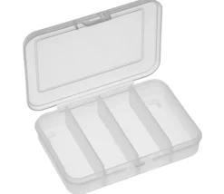 Boite clips mini transparente 4 compartiments 91x66x21 mm vide