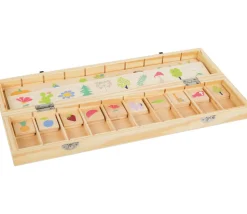 Boite de tri bois nature, animaux, fruits, légumes