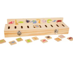 Boite de tri bois nature, animaux, fruits, légumes