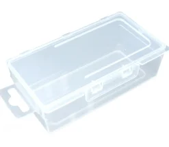 Boite 130x76x42 mm vide plastique (format tarot) clips transparente