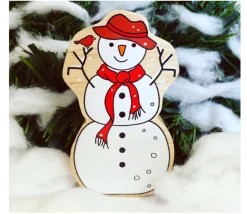 Bonhomme de neige en bois 100 x 58 x 25 mm personnage