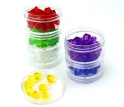 Boîte composée de 5 mini boites empilables rondes de Ø 5 cm en plastique