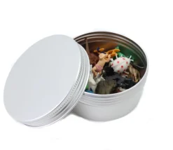 Boîte ronde Ø 9.3 cm aluminium avec couvercle à vis