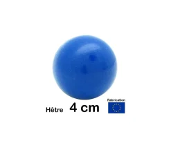 Boule 4 cm couleur bleue en bois - grosse bille hêtre diamètre 40 mm