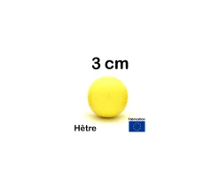 Boule 3 cm couleur jaune en bois - bille hêtre diamètre 30 mm