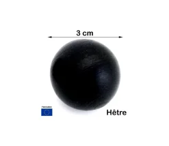 Boule 3 cm couleur noire en bois - bille hêtre diamètre 30 mm