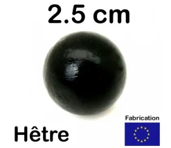 Boule 2.5 cm couleur noire en bois - bille hêtre diamètre 25 mm