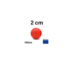 Boule 2 cm couleur rouge en bois - bille hêtre diamètre 20 mm