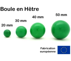 Boule 5 cm couleur verte en bois - bille hêtre diamètre 50 mm