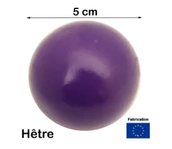 Boule 5 cm couleur violette en bois - grosse bille hêtre diamètre 50 mm