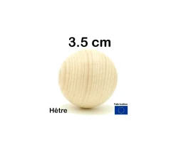 Boule 3.5 cm en bois - bille hêtre diamètre 35 mm