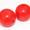 Boule percée 3 cm couleur rouge en bois - grosse perle hêtre diamètre 30 mm trou 6 mm