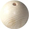 Boule percée 7 cm en bois - grosse perle hêtre trouée diamètre 70 mm trou 10 mm