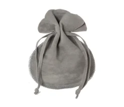 Bourse petit Sac daim gris 10x12 cm