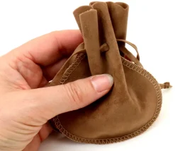 Bourse petit Sac marron clair daim 10x12 cm