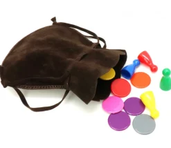 Bourse petit Sac marron foncé daim 10x12 cm