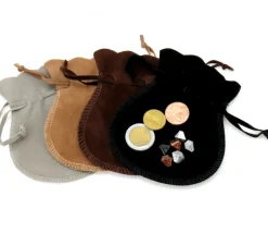 Bourse petit Sac marron foncé daim 10x12 cm