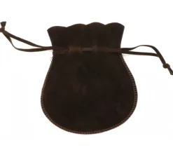 Bourse petit Sac marron foncé daim 10x12 cm