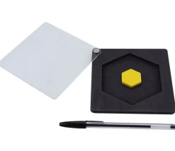 Casse-tête hexagone bleu en bois avec sous-verre