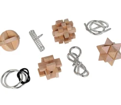 Coffret 8 casse-tête bois et métal - 3 niveaux de difficulté
