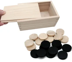 Coffret 40 Pions bois pour jeu de dames 2.1 cm noir et naturel
