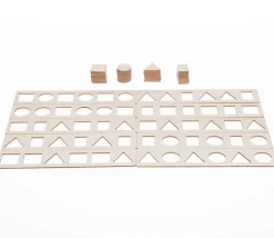 Coffret 10 puzzles et 40 formes géométriques bois