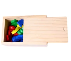 Coffret bois 16 pions petits chevaux + 2 dés