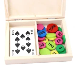 Coffret bois cartes (2 compartiments) 155 x 120 x 35 mm