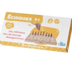 Coffret échecs / Dames anglaises / Backgammon 30 cm en bois - 3 jeux en 1