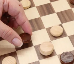 Coffret Echecs-dames-backgammon en bois 29 cm marqueté