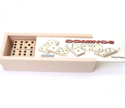 Coffret jeu dominos bois standard 6 x 2.8 cm - fabriqué en France