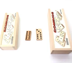 Coffret jeu dominos bois standard 6 x 2.8 cm - fabriqué en France