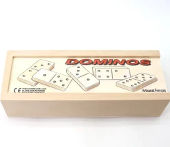 Coffret jeu petits dominos bois 5 x 2.5 cm - fabriqué en France