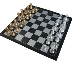 Coffret petit jeu Echecs magnétiques de voyage 25 cm or-argent