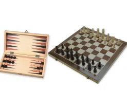 Coffret pliant échec / backgammon bois marqueté 29 cm