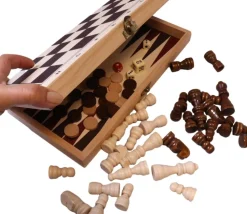 Coffret pliant échec / backgammon bois 29 cm