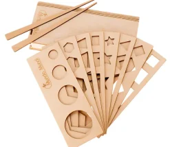 Coffret traçage formes géométriques - 8 pochoirs bois