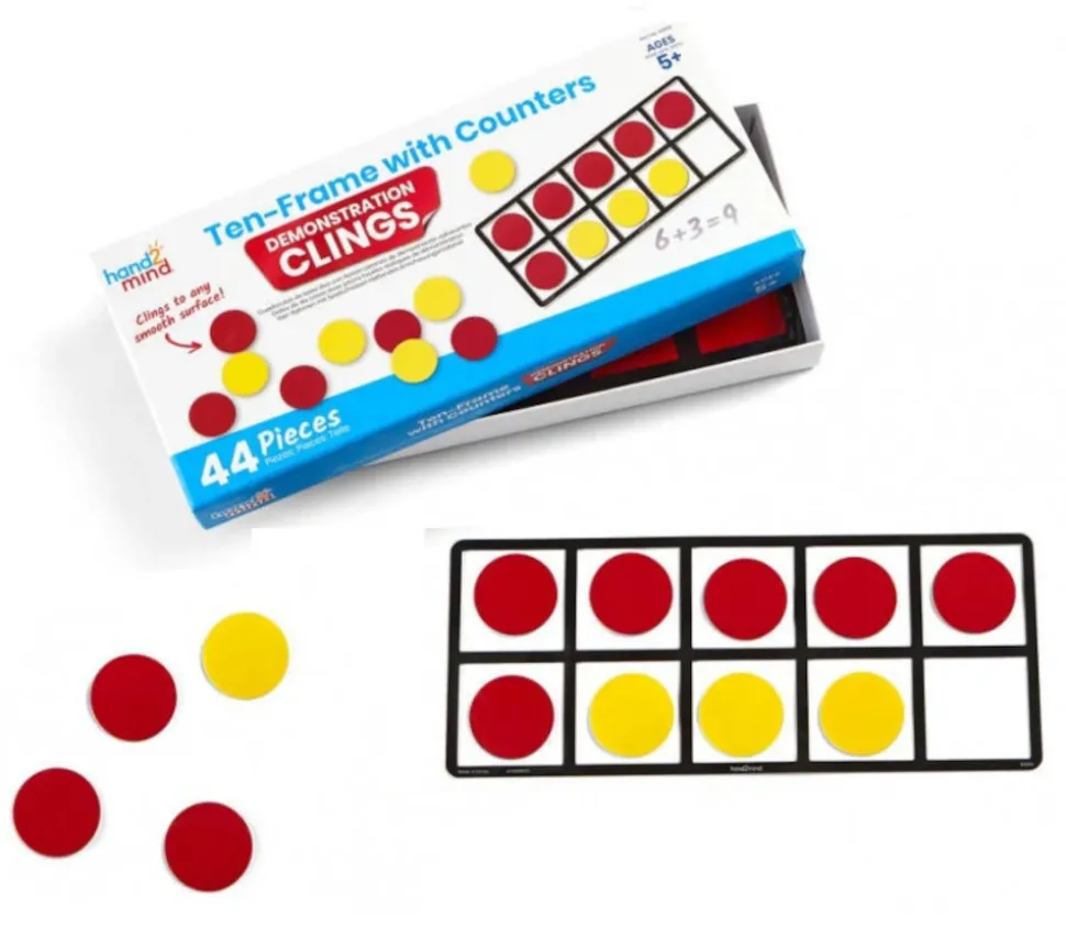 Comptage lot de 10 - Démo Math - ten frame repositionnables (4 grilles + 40 pions)