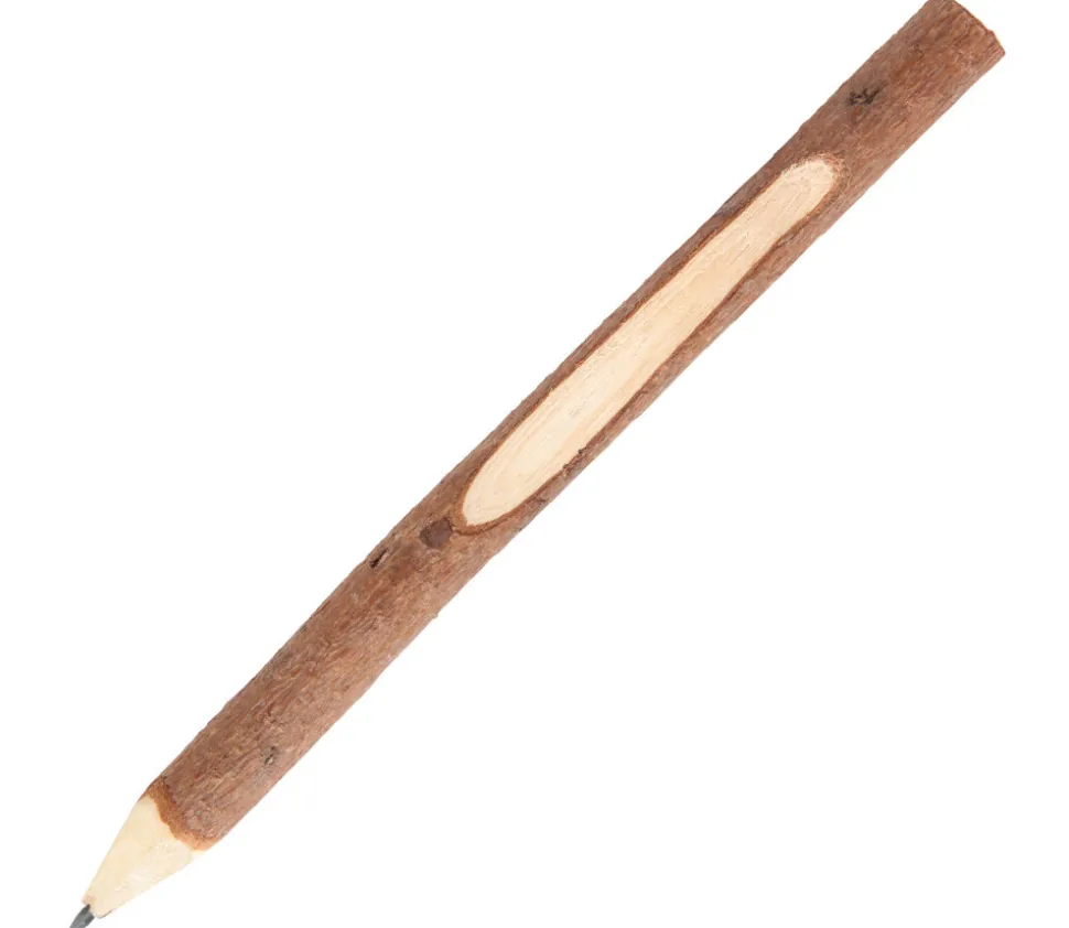 Crayon écorce branche de bois avec encoche - 17 cm
