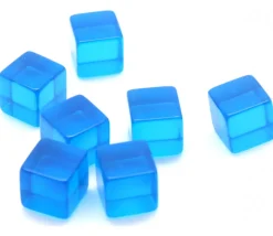 Cube 12 mm bleu plastique translucide coloré