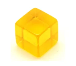 Cube 12 mm jaune plastique translucide coloré