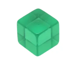 Cube 12 mm vert plastique translucide coloré