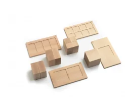 Cubes décomposition : 15 blocs + 4 puzzles bois naturel