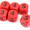 Dé 3 3 4 4 5 5 en bois de 16 mm rouge