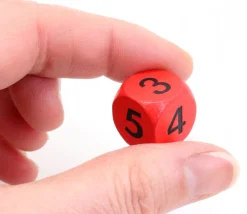 Dé 3 3 4 4 5 5 en bois de 16 mm rouge