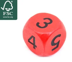 Dé 3 3 4 4 5 5 en bois de 16 mm rouge