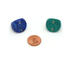 Dé 3 faces 1 à 3 nacré à l'unité (couleur mise au hasard)