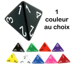 Dé 4 faces 1 à 4 opaques d4 pour jeux à l'unité