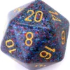 Dé 20 faces 34 mm Speckled granit bleu violet