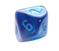 Dé 10 faces bleu Luminary chiffres bleus